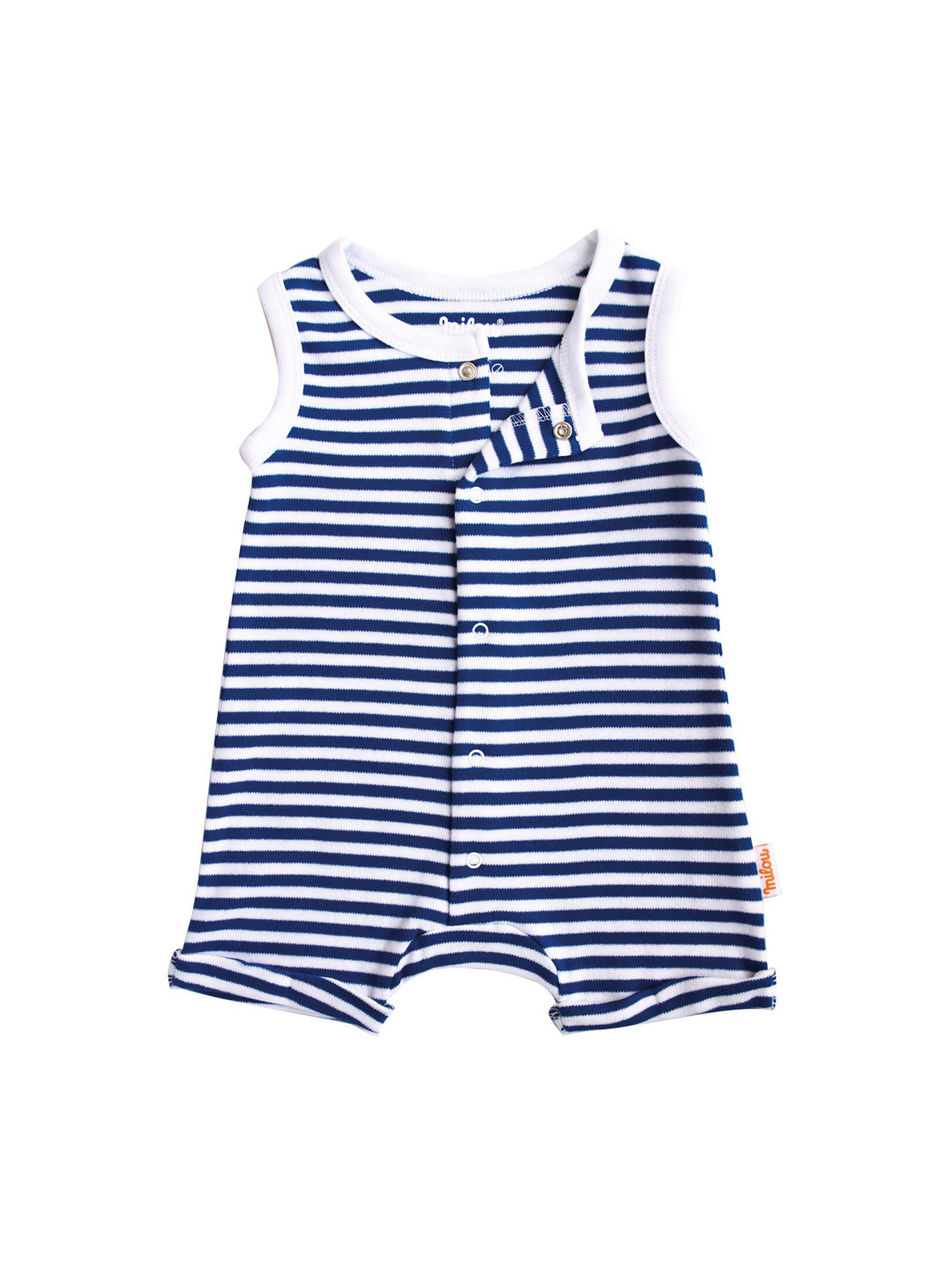 

milou Infants Kids Blue & White Striped Printed Pure Cotton Rompers