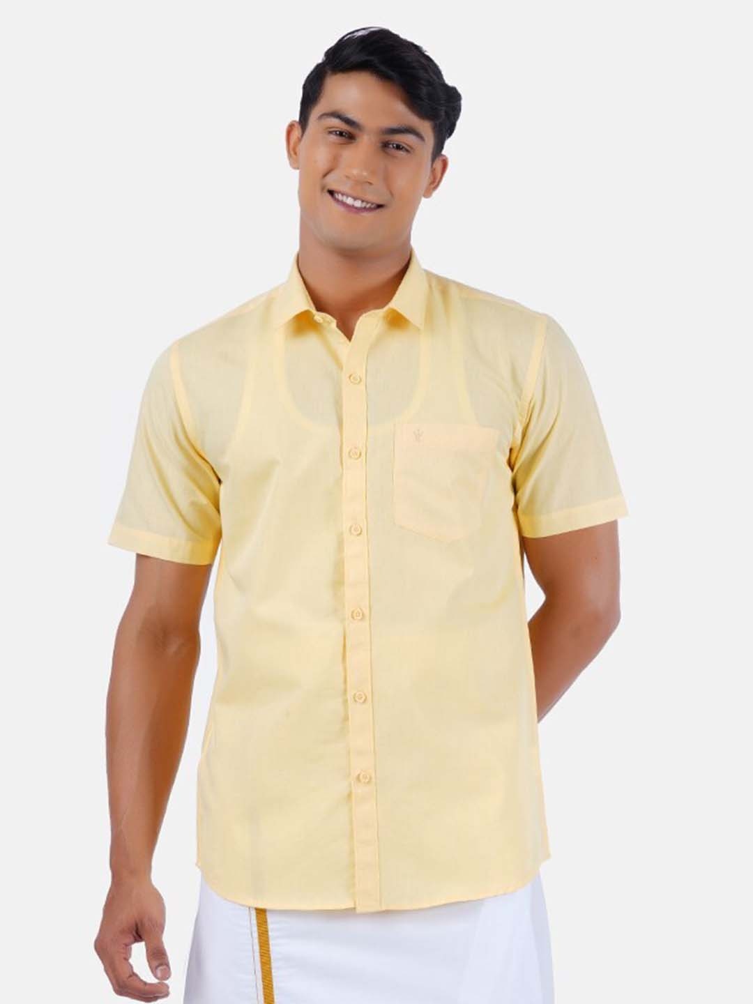 

Ramraj Men Beige Pure Cotton Casual Shirt