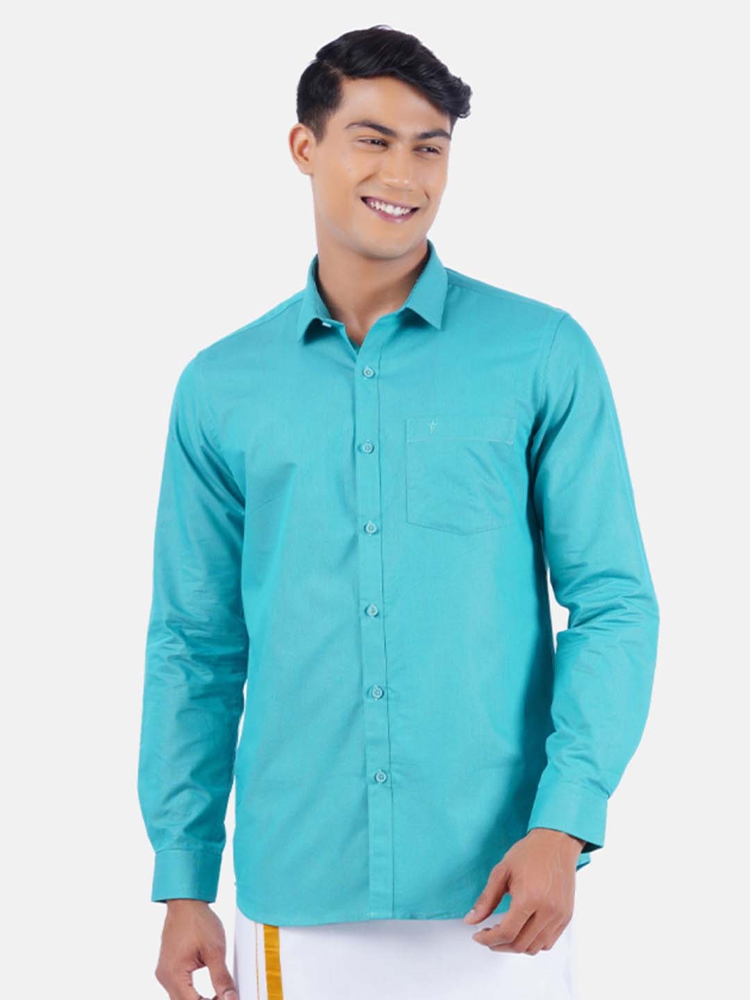 

Ramraj Men Green Pure Cotton Casual Shirt