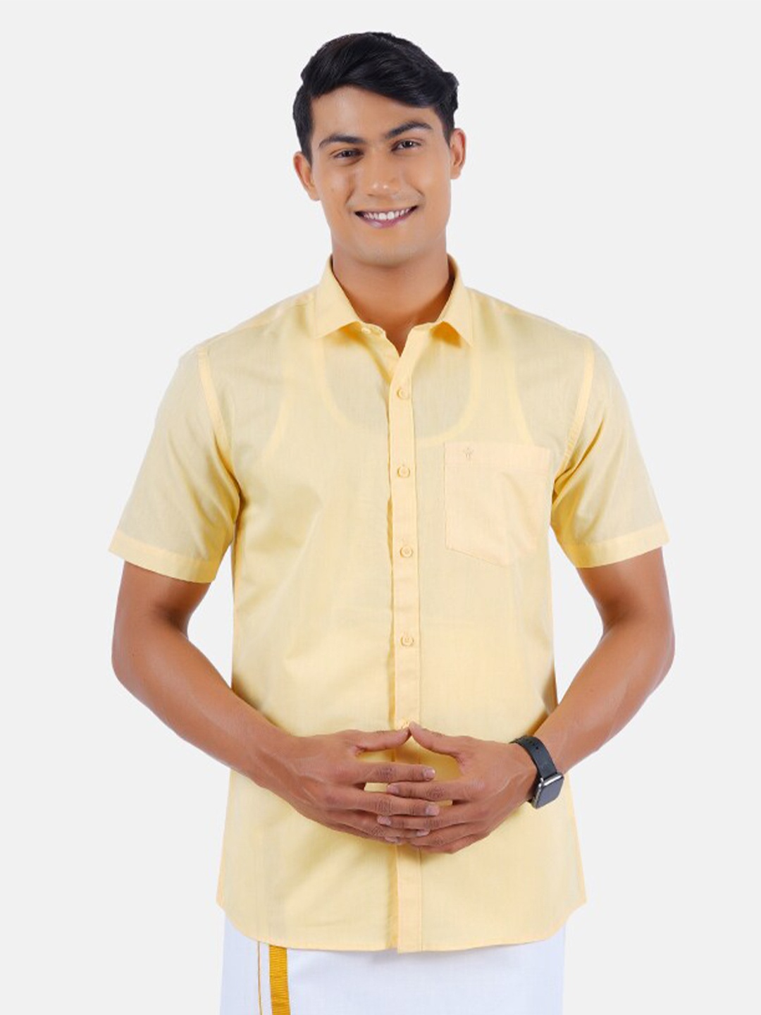 

Ramraj Men Pure Cotton Casual Shirt, Beige