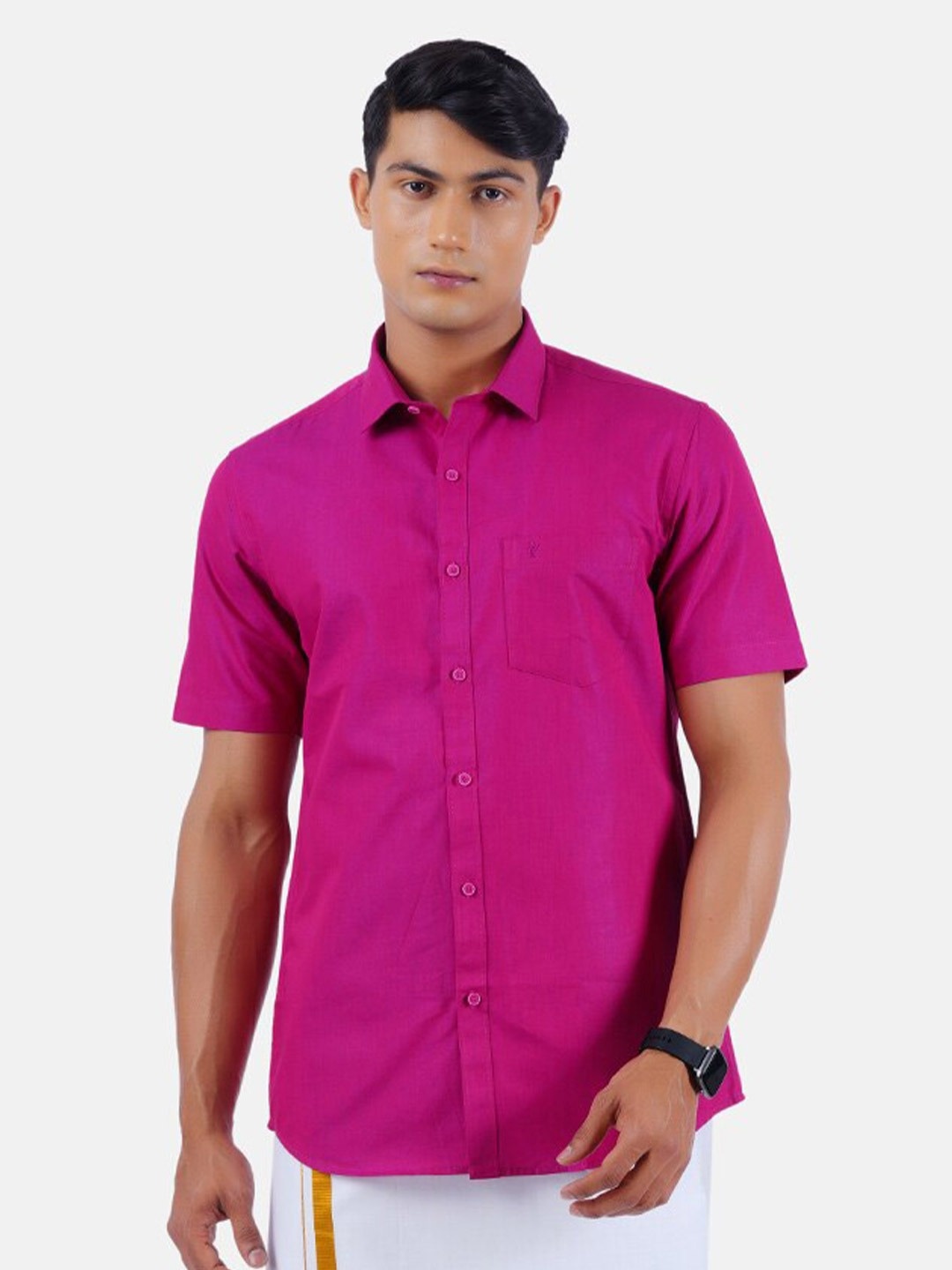 

Ramraj Men Pink Pure Cotton Casual Shirt