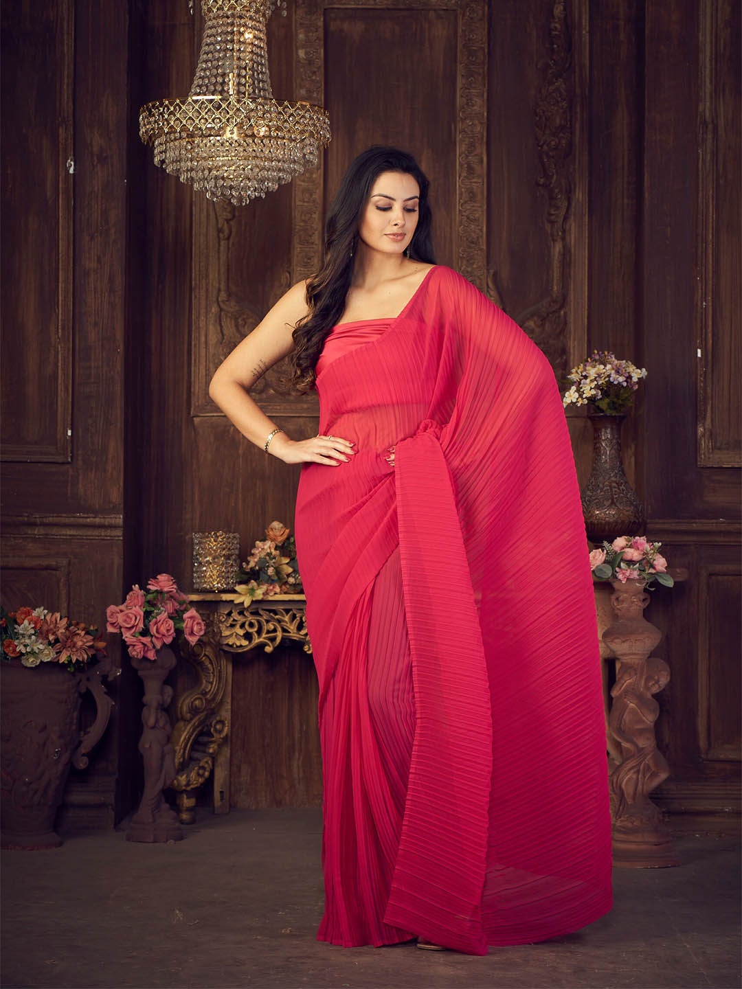 

Atsevam Pink Saree