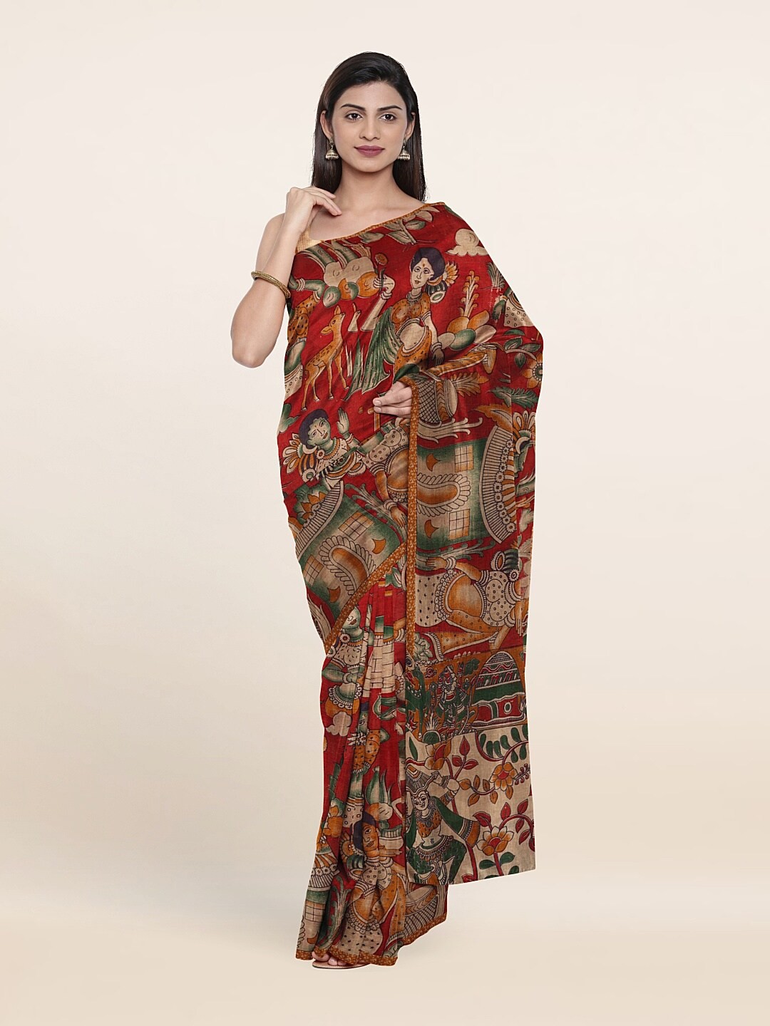 

Pothys Red & Green Pure Cotton Saree