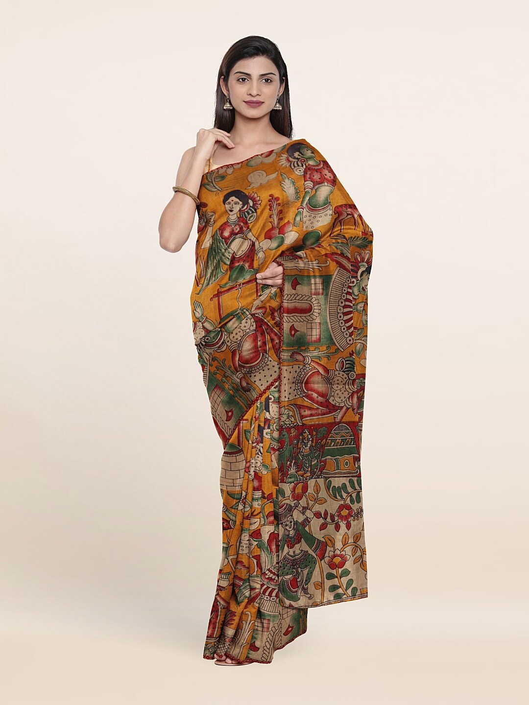 

Pothys Mustard & Green Ethnic Motifs Pure Cotton Saree