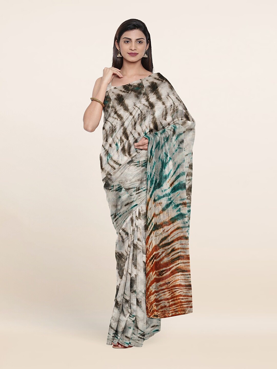 

Pothys Camel Brown & Green Pure Cotton Saree