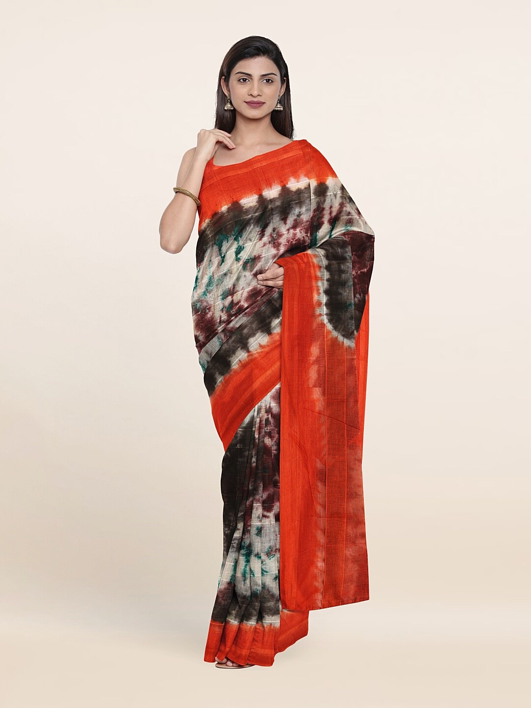 

Pothys Red & White Tie and Dye Pure Cotton Saree
