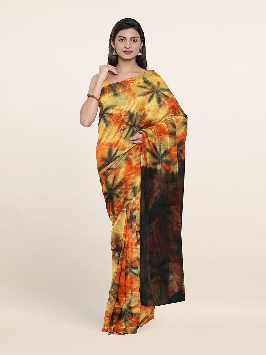 

Pothys Yellow & Green Tie and Dye Pure Cotton Saree