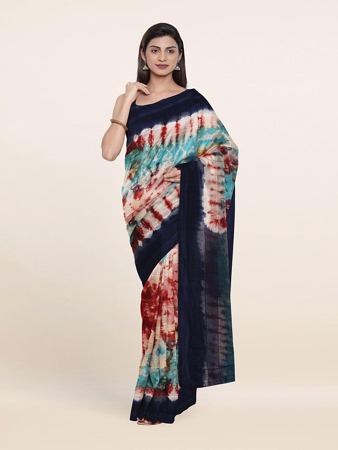 

Pothys Blue & Off White Tie and Dye Pure Cotton Saree