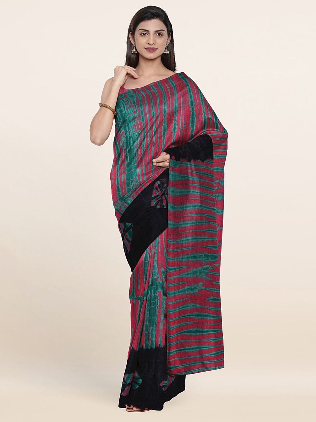 

Pothys Black & Blue Bandhani Pure Cotton Saree