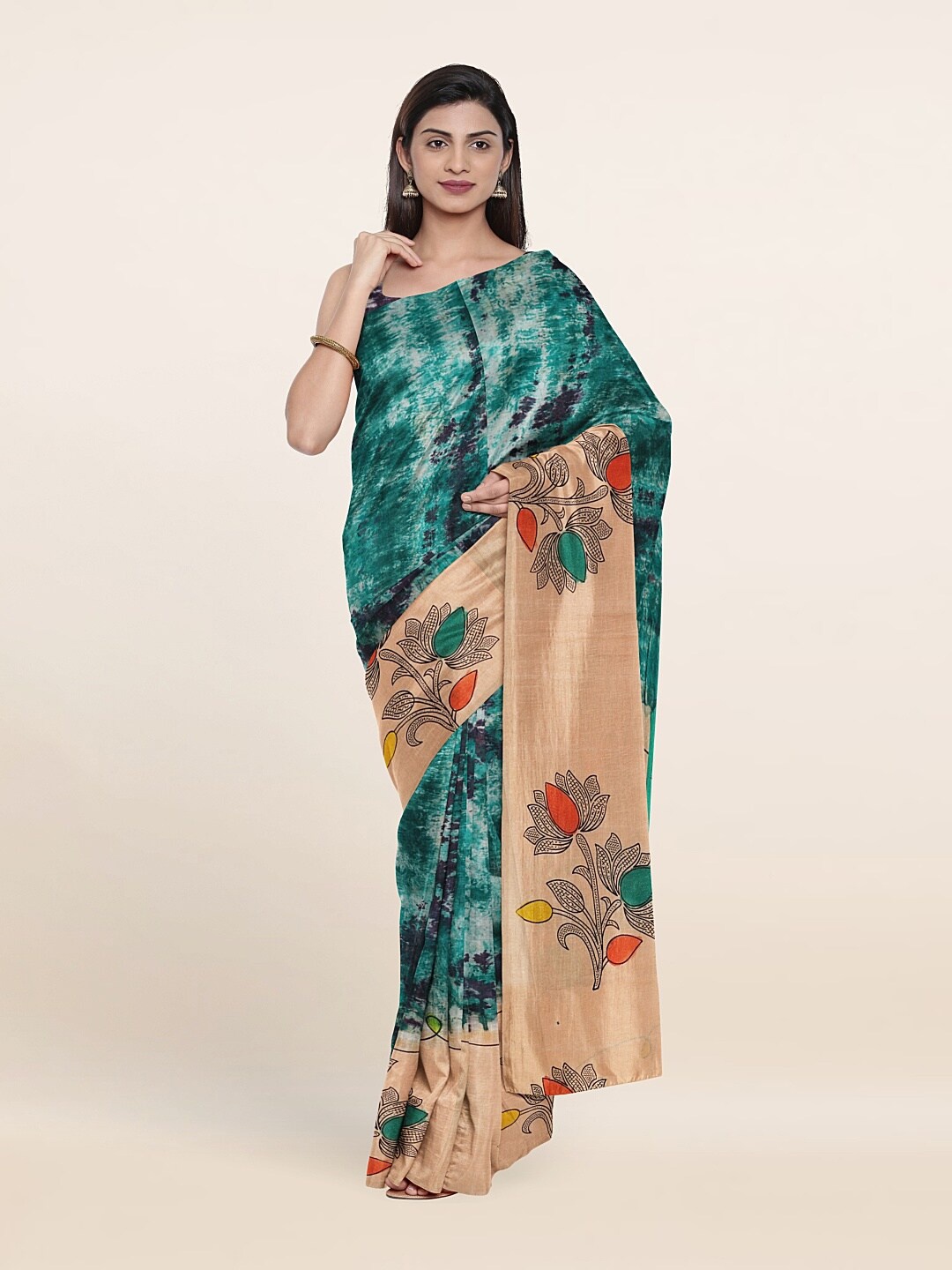 

Pothys Blue & Beige Tie and Dye Pure Cotton Saree