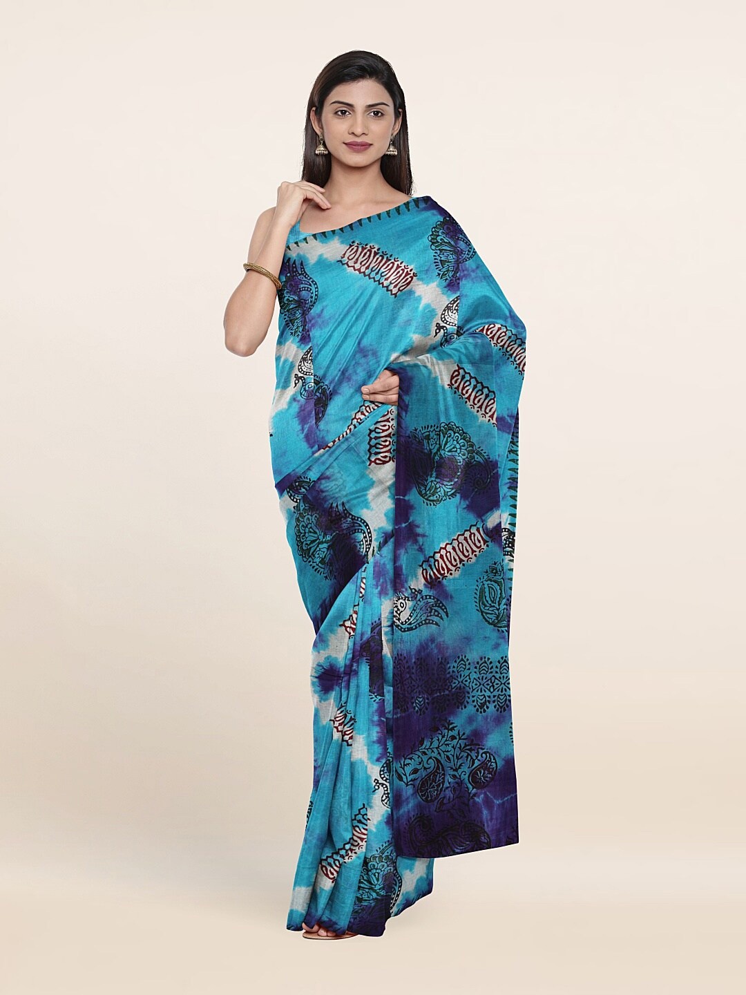 

Pothys Blue & Black Paisley Pure Cotton Saree