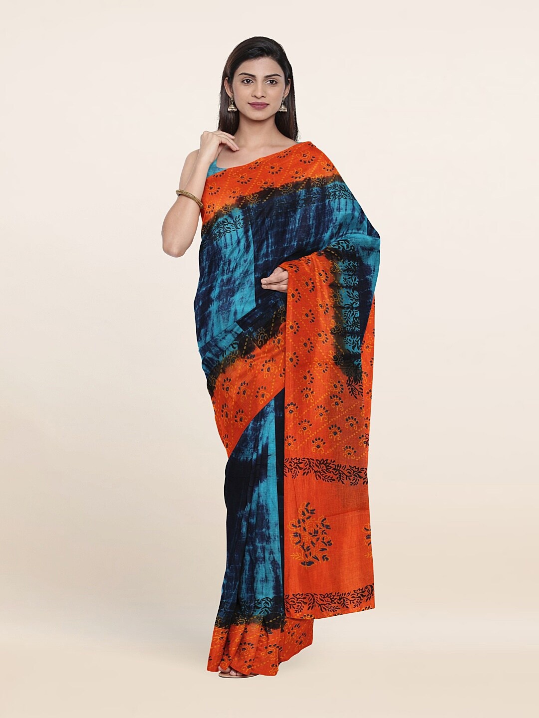 

Pothys Blue & Red Tie and Dye Pure Cotton Saree