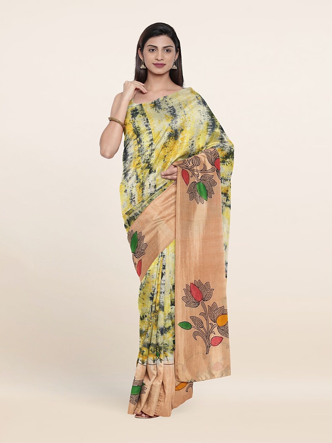 

Pothys Multicolor Floral Print Tie And Dye Pure Cotton Saree, Multi