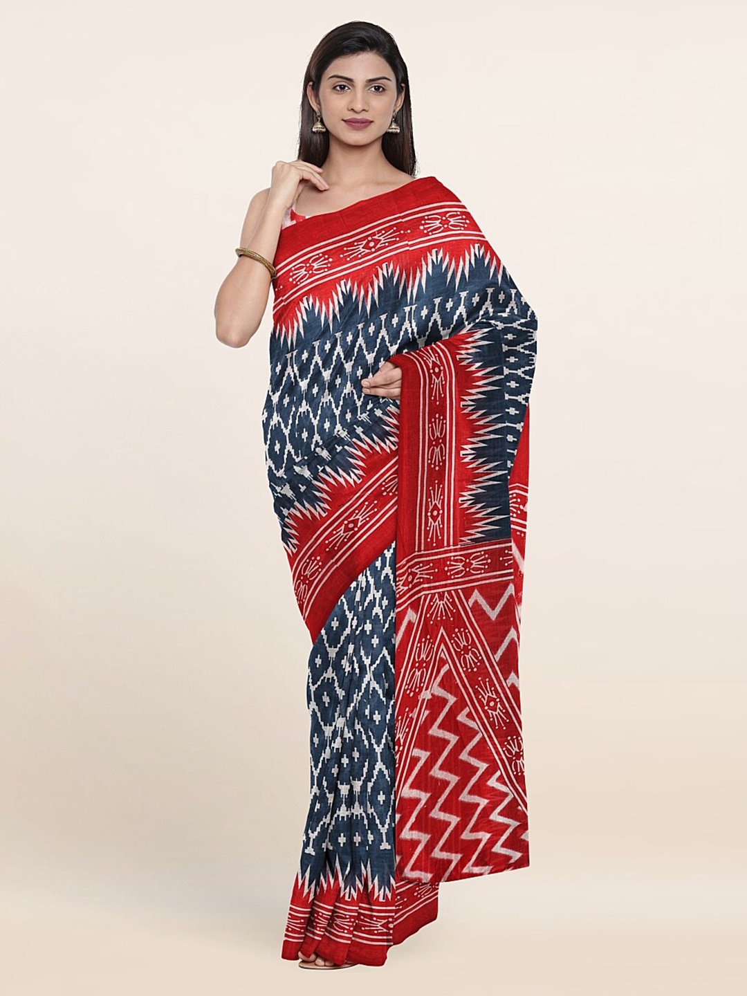 

Pothys Blue & Red Pure Cotton Saree