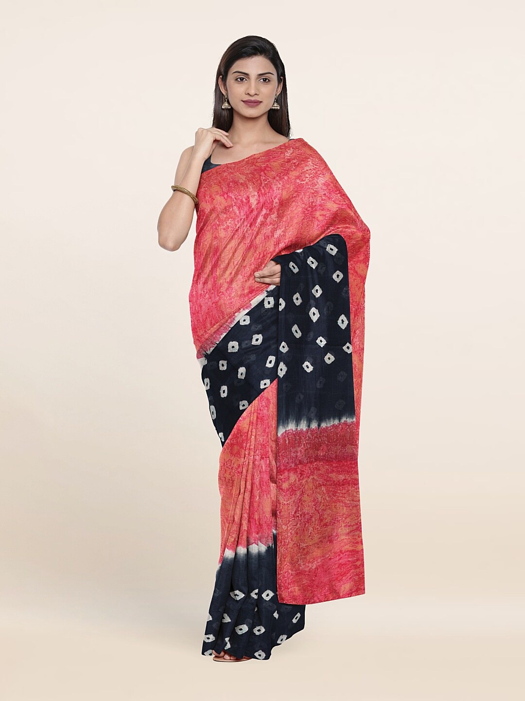 

Pothys Pink & White Pure Cotton Saree