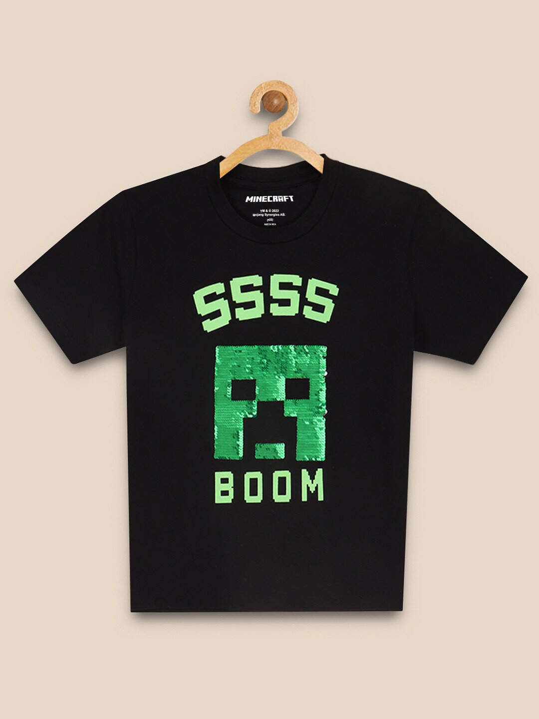 

Kids Ville Boys Black & Green Minecraft Printed Pure Cotton T-shirt