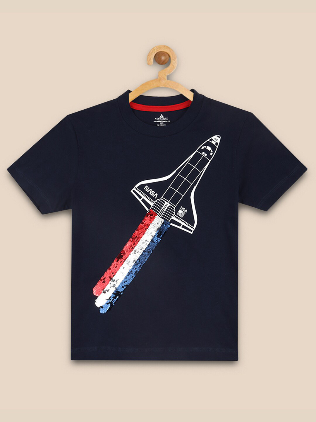 

Kids Ville Boys Navy Blue NASA Printed Pure Cotton T-shirt