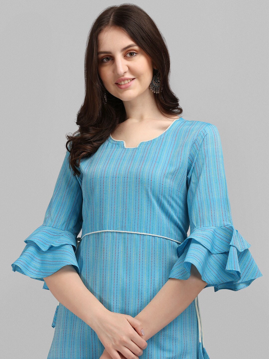 

KALINI Women Blue Printed Kurta with Trousers