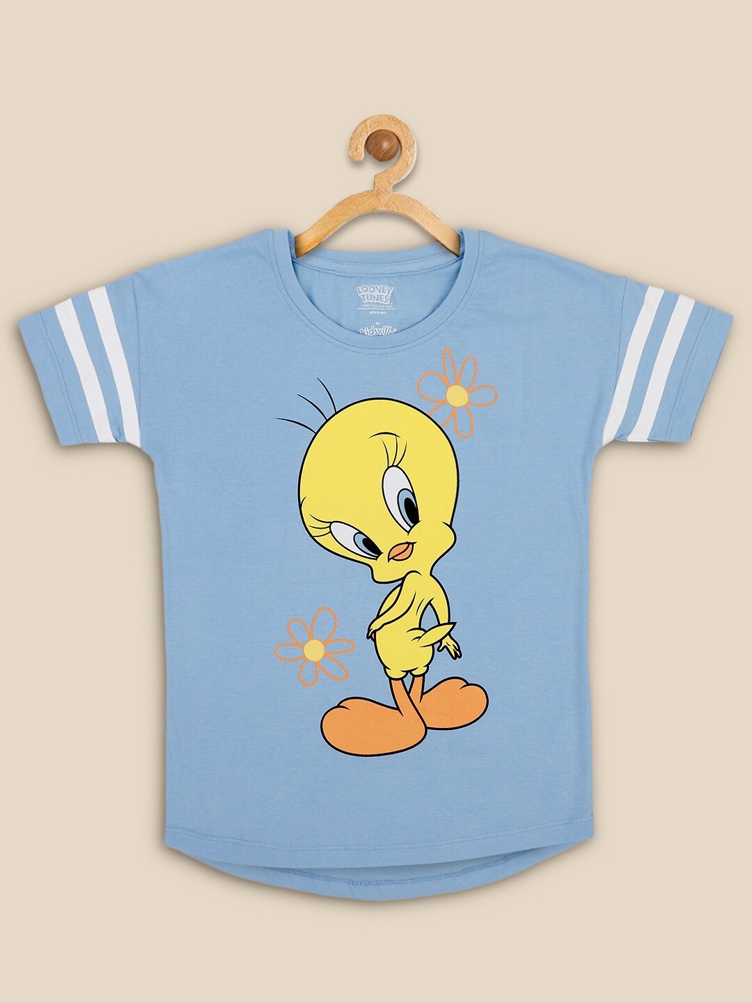 

Kids Ville Girls Blue Looney Tunes Printed Pure Cotton T-shirt