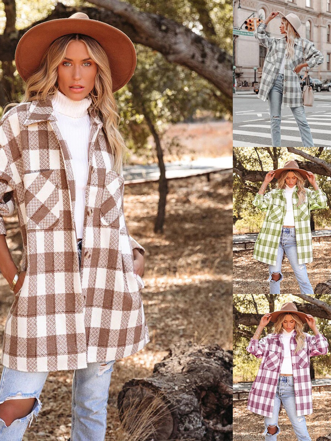 

BoStreet Women Khaki Checked Longline Over Coats