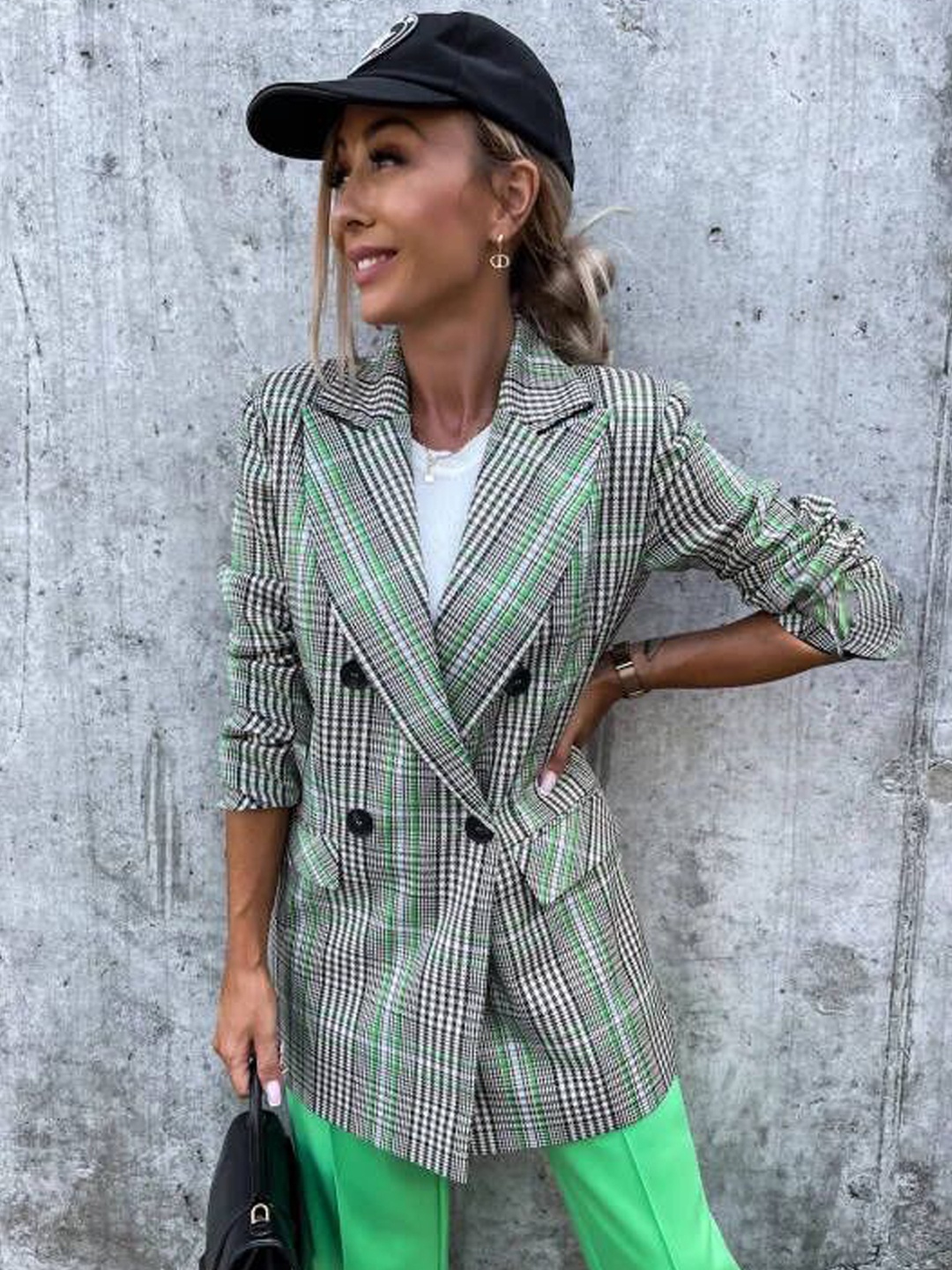 

BoStreet Women Green Checked Longline Over Coats