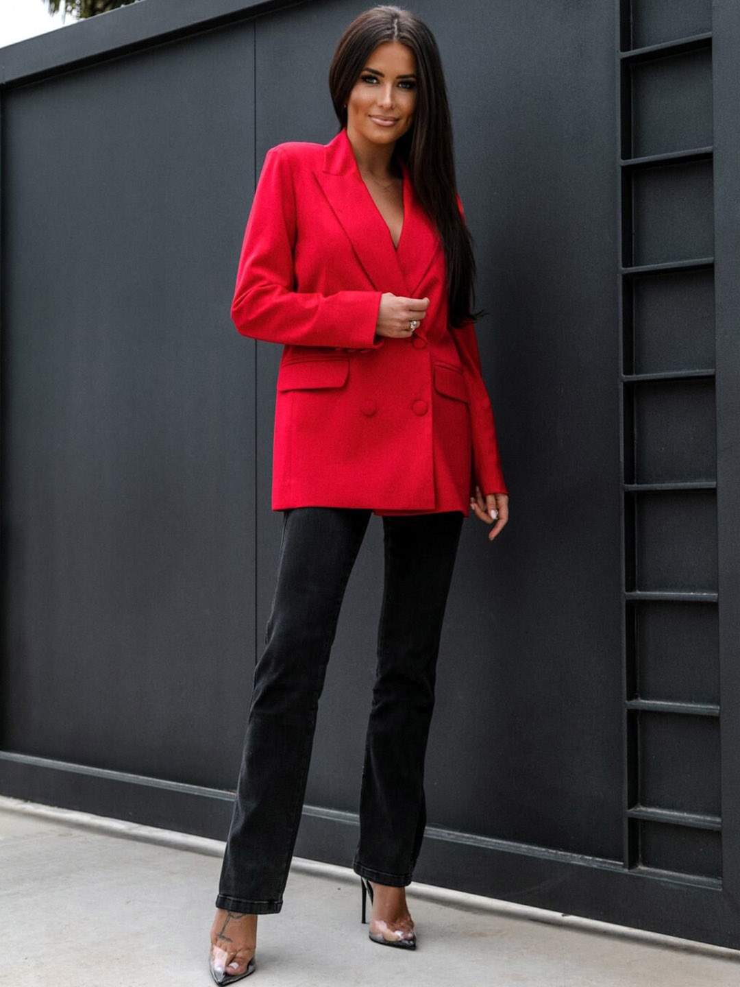 

BoStreet Women Red Solid Longline Coats