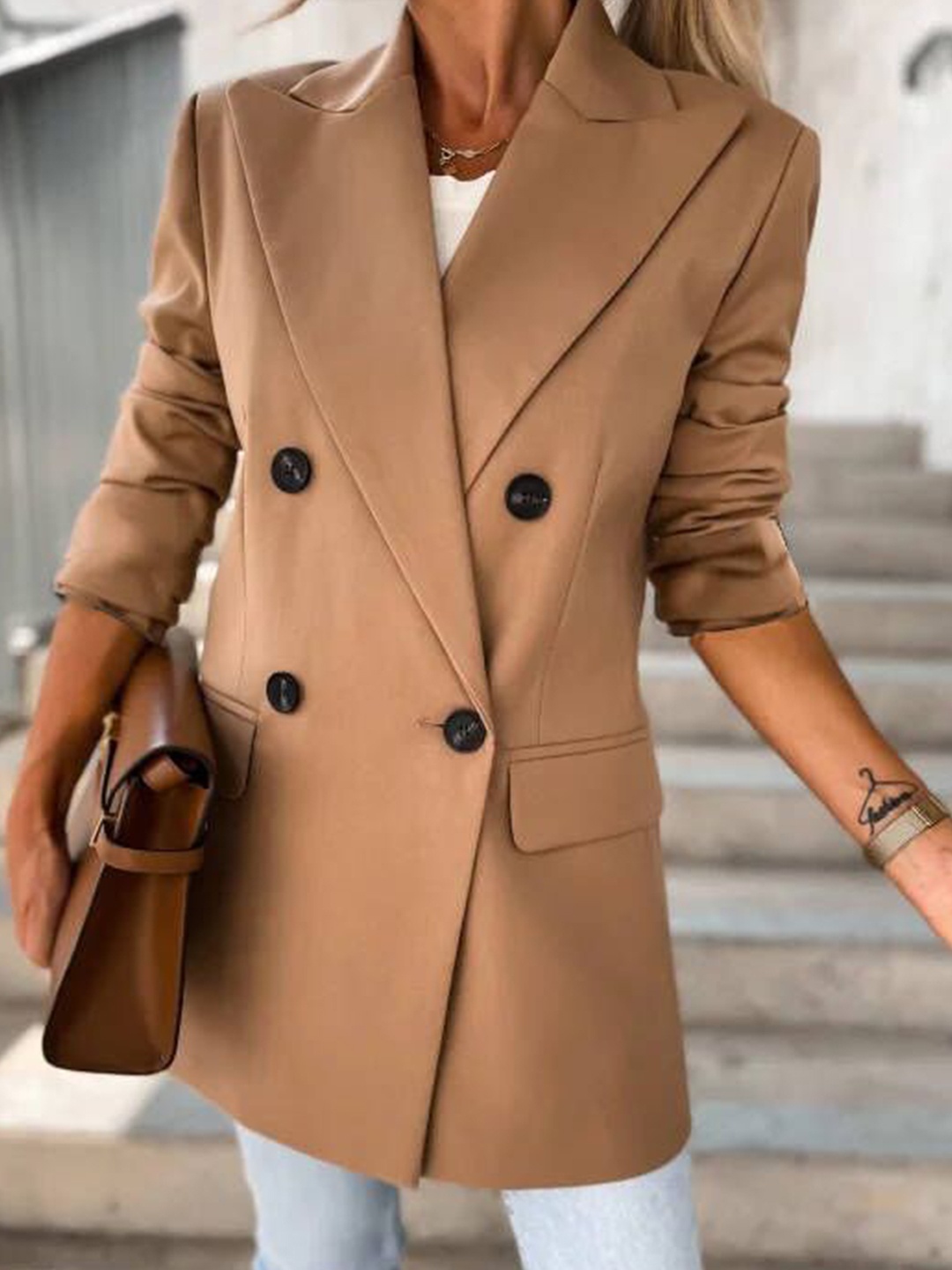 

BoStreet Women Khaki Solid Longline Over Coats