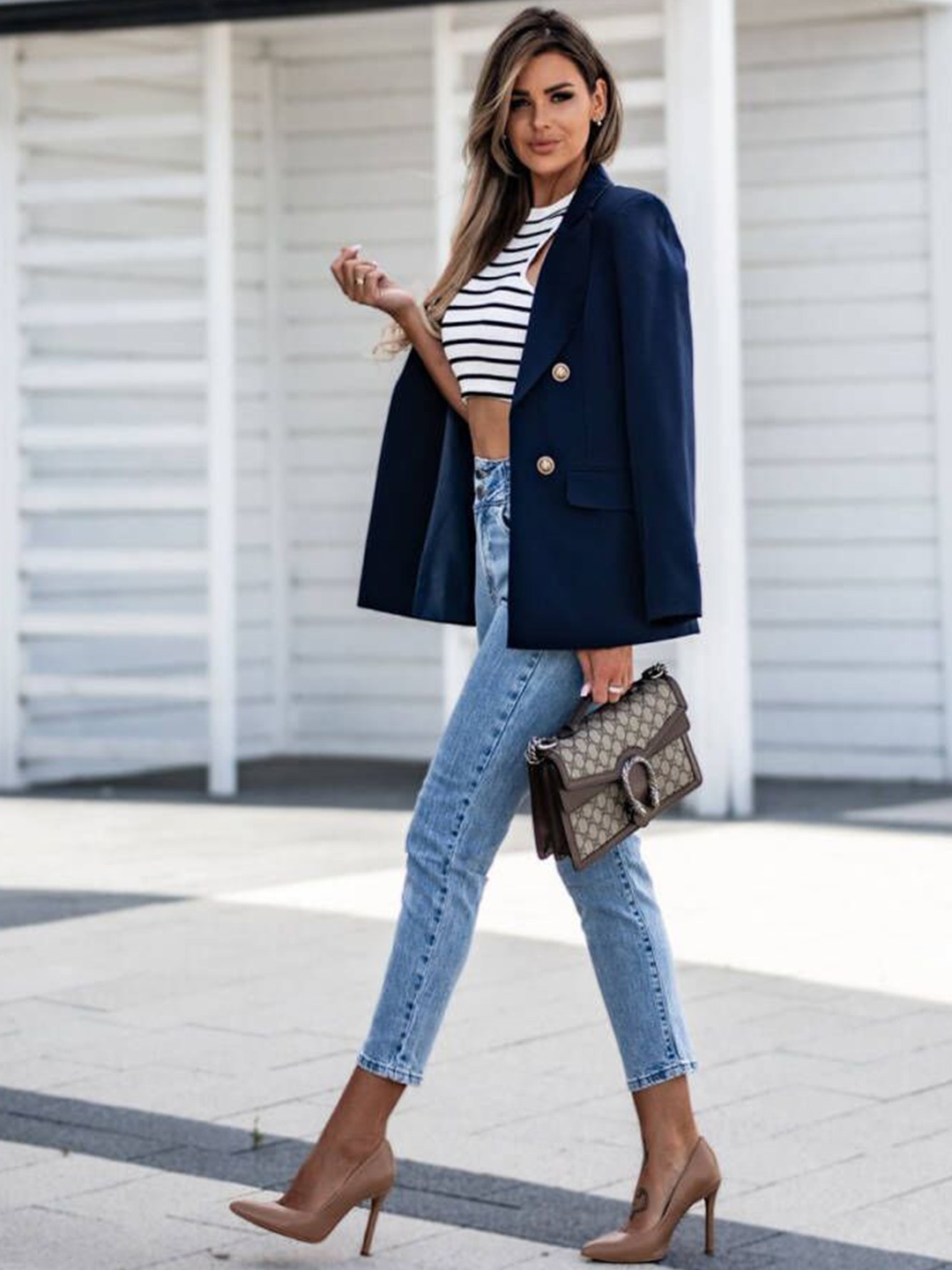 

BoStreet Women Navy Blue Solid Slim-Fit Over Coats