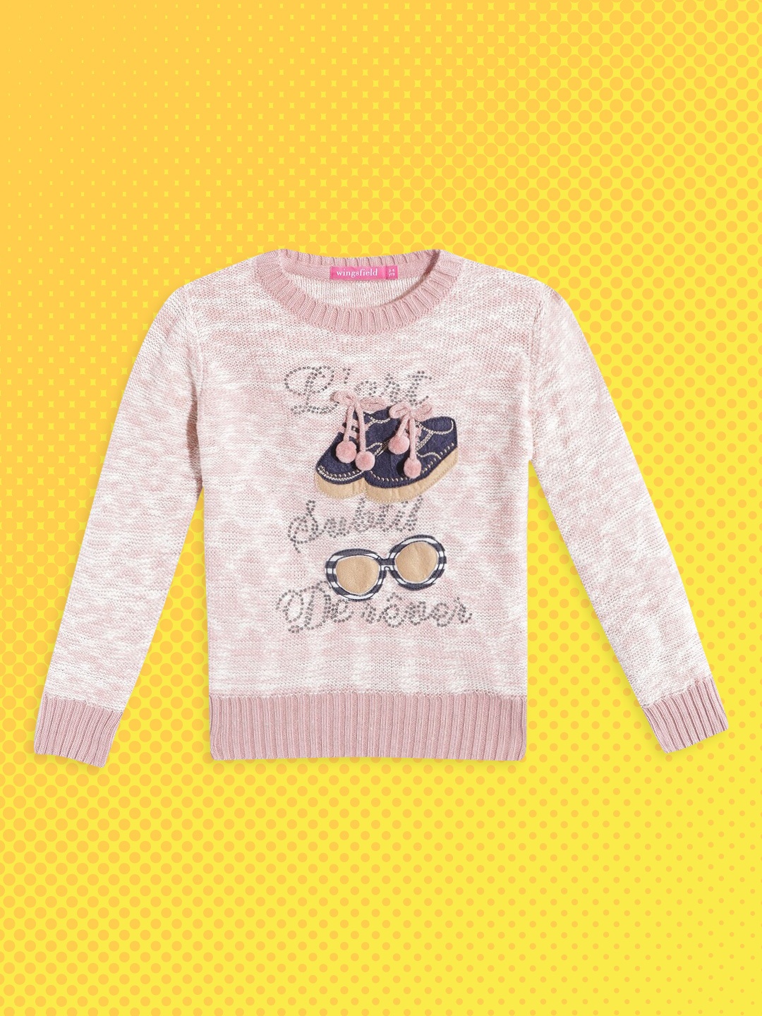 

Wingsfield Girls Pink Printed Pullover with Applique Detail