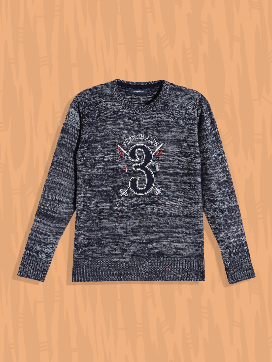 

Wingsfield Boys Navy Blue Typography Printed Acrylic Pullover