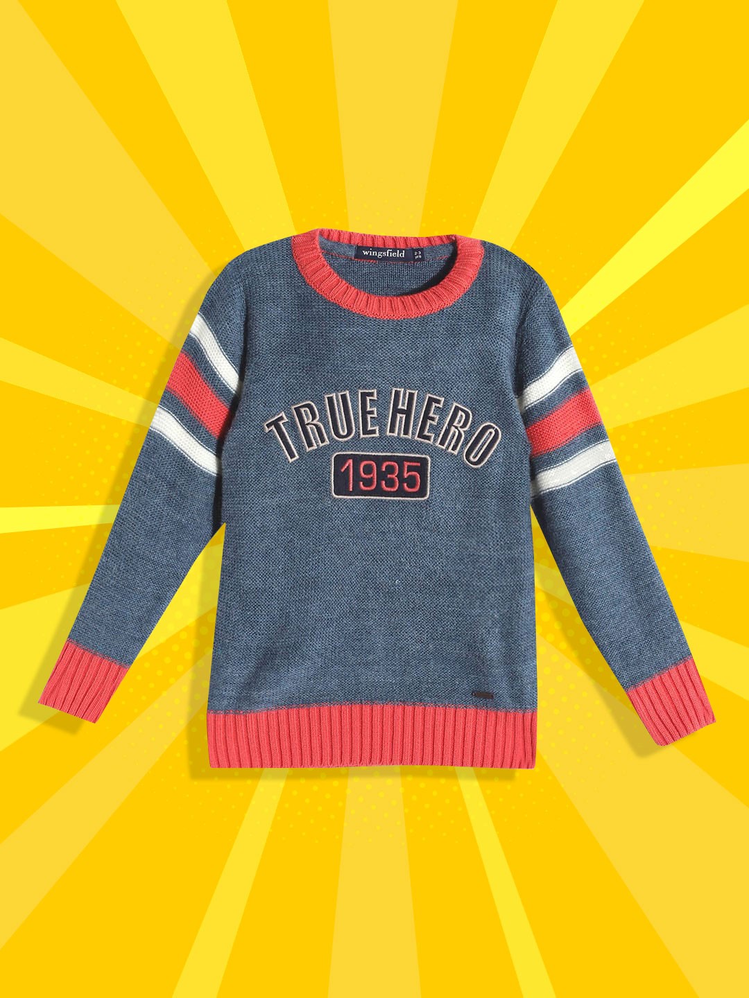 

Wingsfield Boys Blue Typography Printed Acrylic Pullover