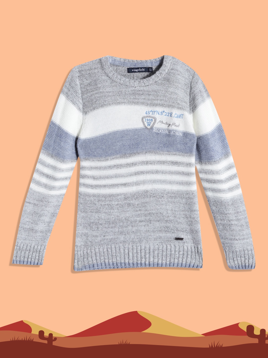 

Wingsfield Boys Grey & White Striped Acrylic Pullover