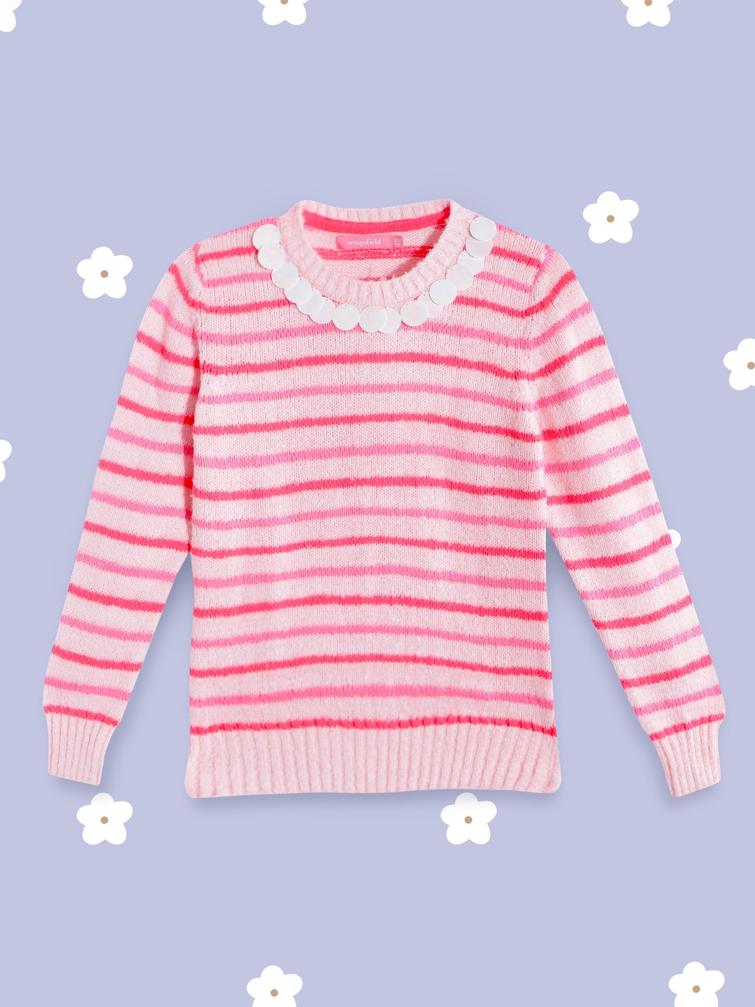 

Wingsfield Girls Pink Striped Pullover