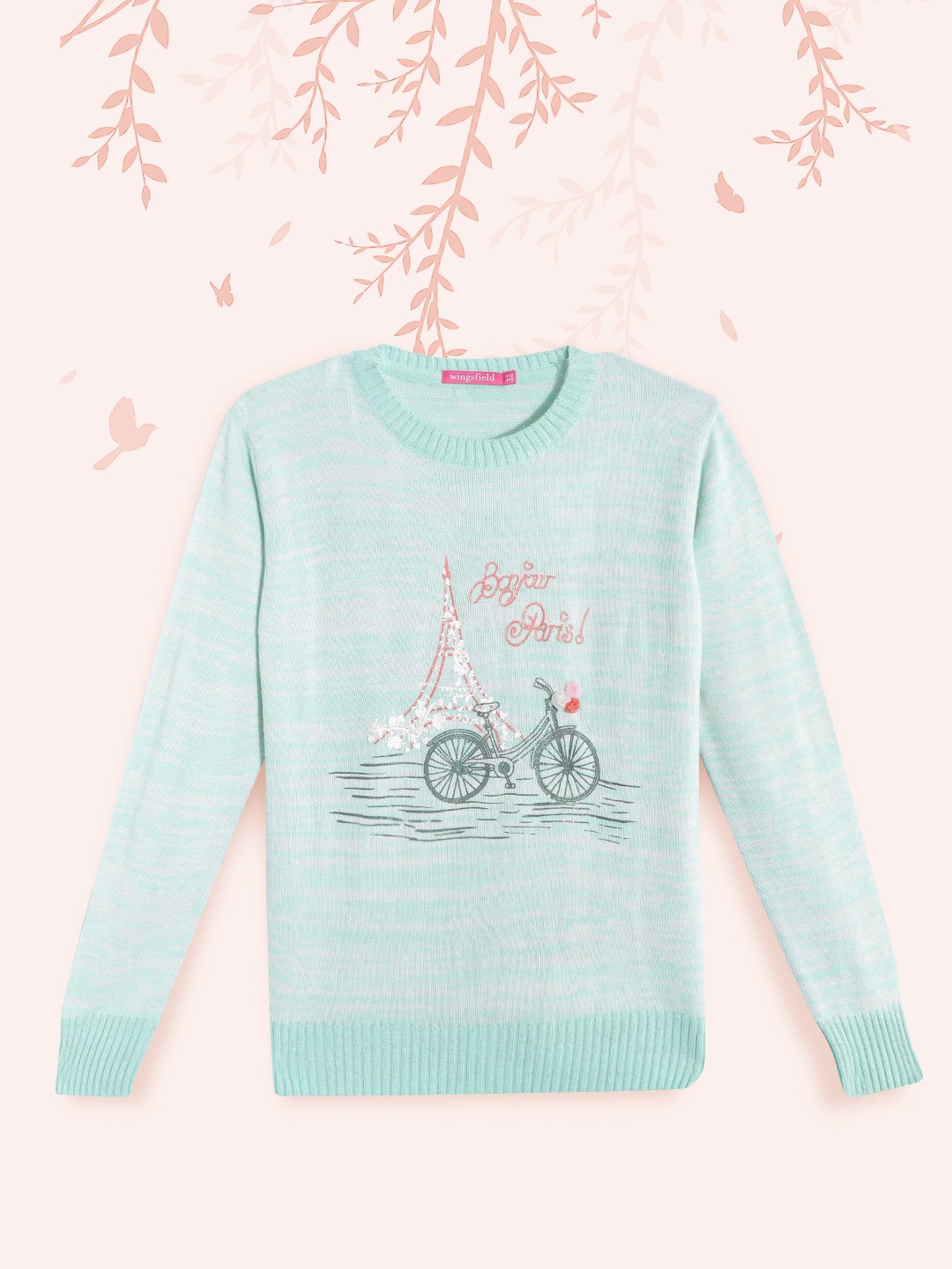 

Wingsfield Girls Sea Green Typography Printed Pullover