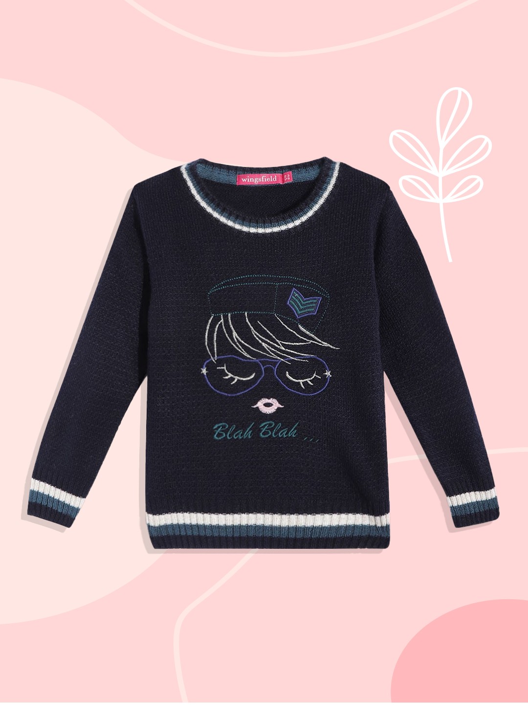 

Wingsfield Girls Navy Blue Printed Pullover