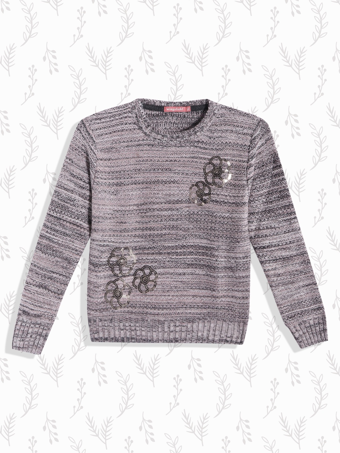 

Wingsfield Girls Purple Floral Pullover with Embellished Detail