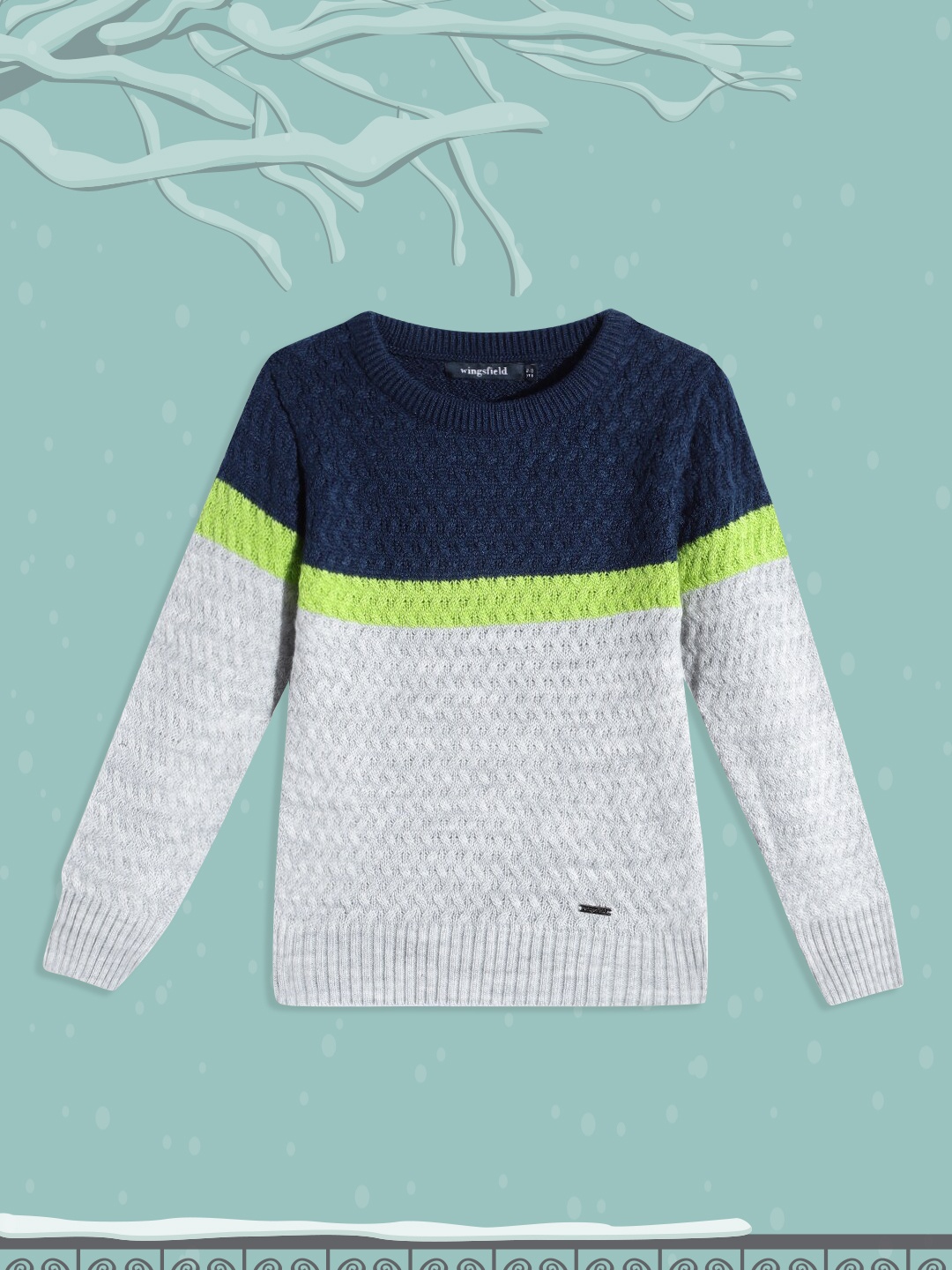 

Wingsfield Boys Grey & Blue Cable Knit Acrylic Pullover