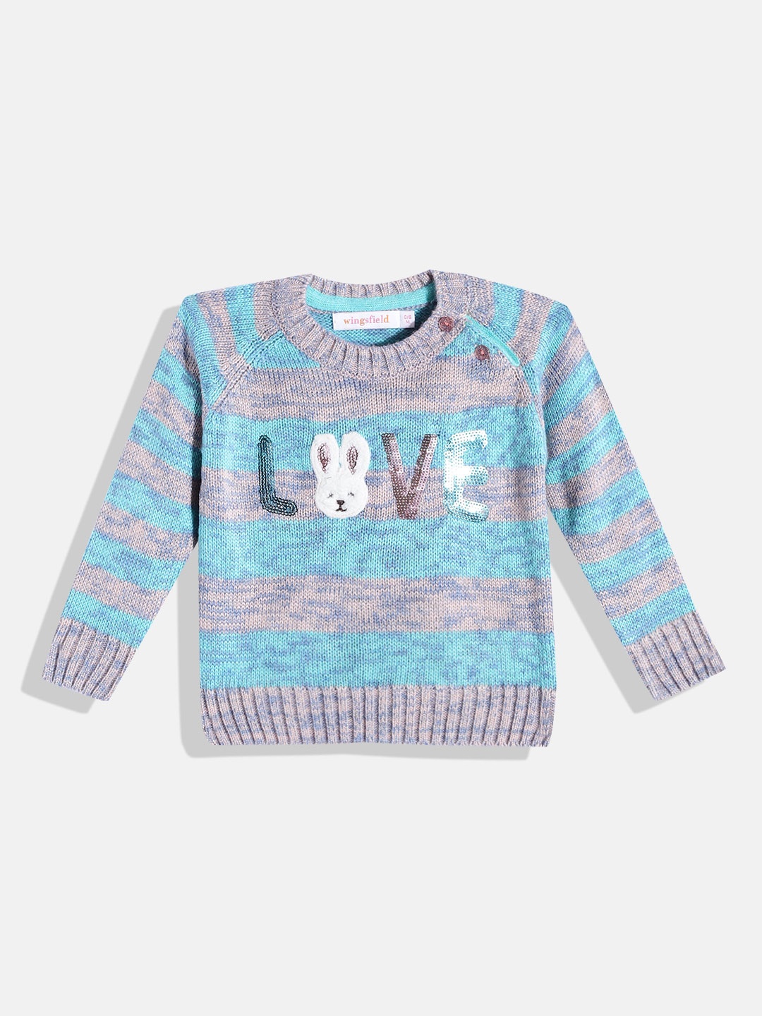 

Wingsfield Girls Blue & Grey Striped Pullover