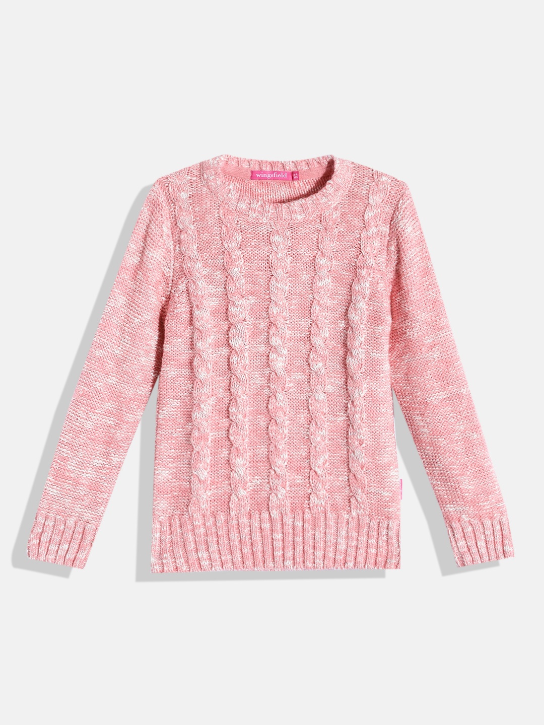 

Wingsfield Girls Pink Cable Knit Pullover