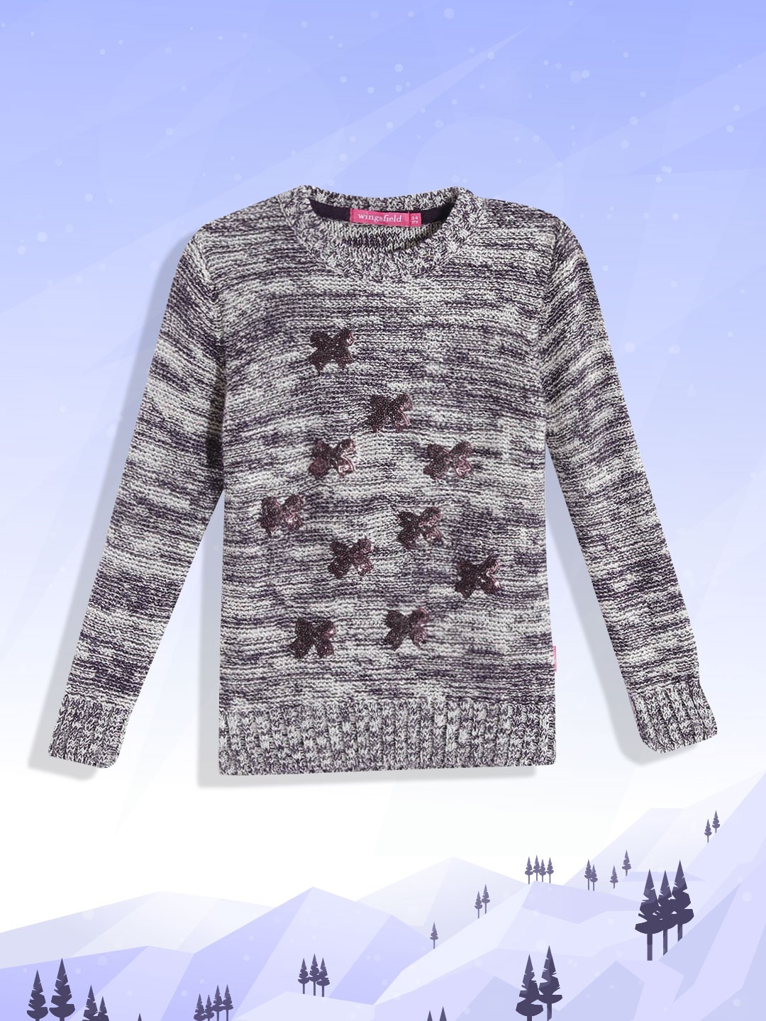 

Wingsfield Girls Purple Pullover with Embellished Detail
