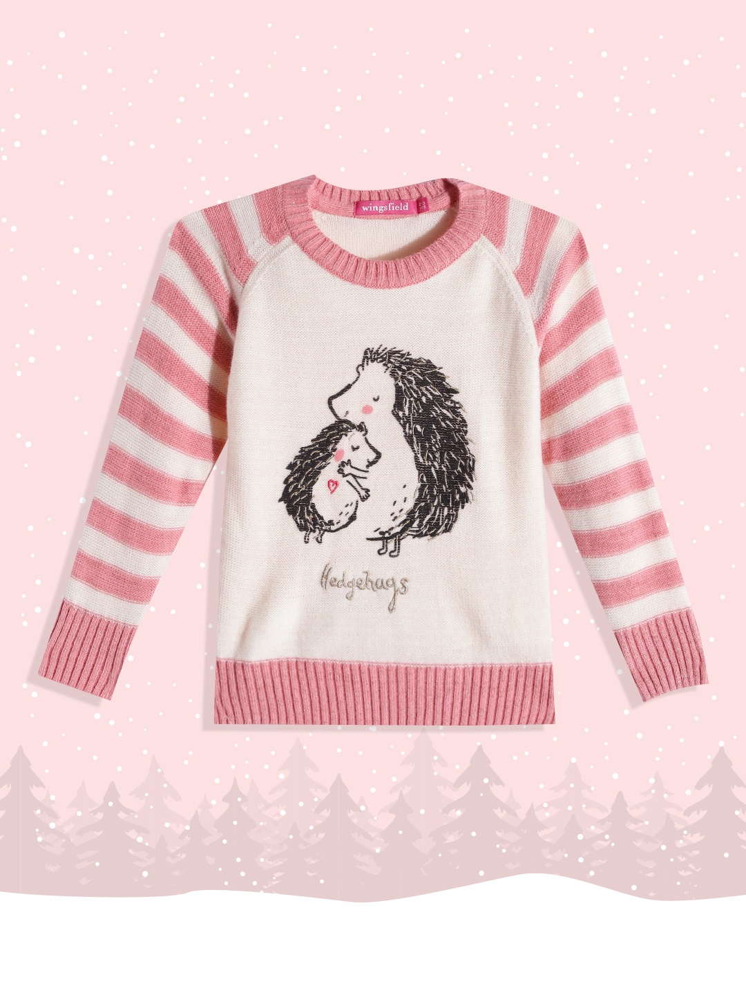 

Wingsfield Girls Off White & Black Printed Pullover