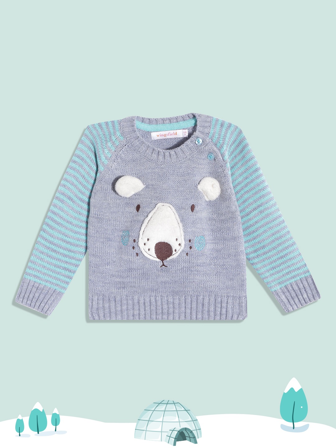 

Wingsfield Boys Blue & White Pullover with Applique Detail