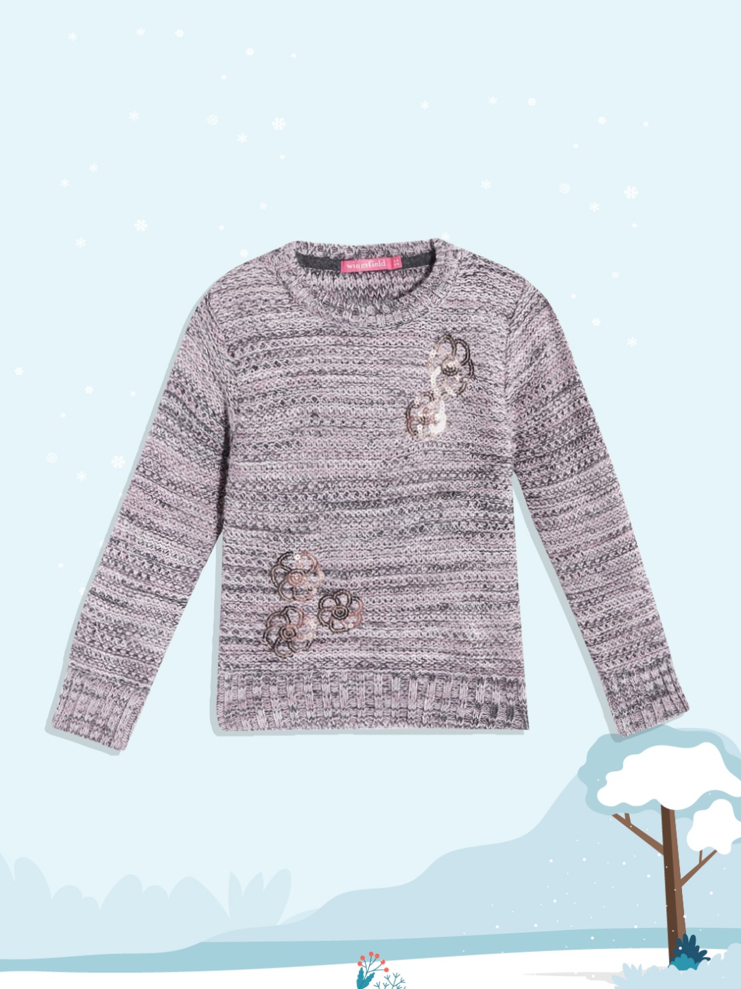 

Wingsfield Girls Purple Pullover with Embellished Detail