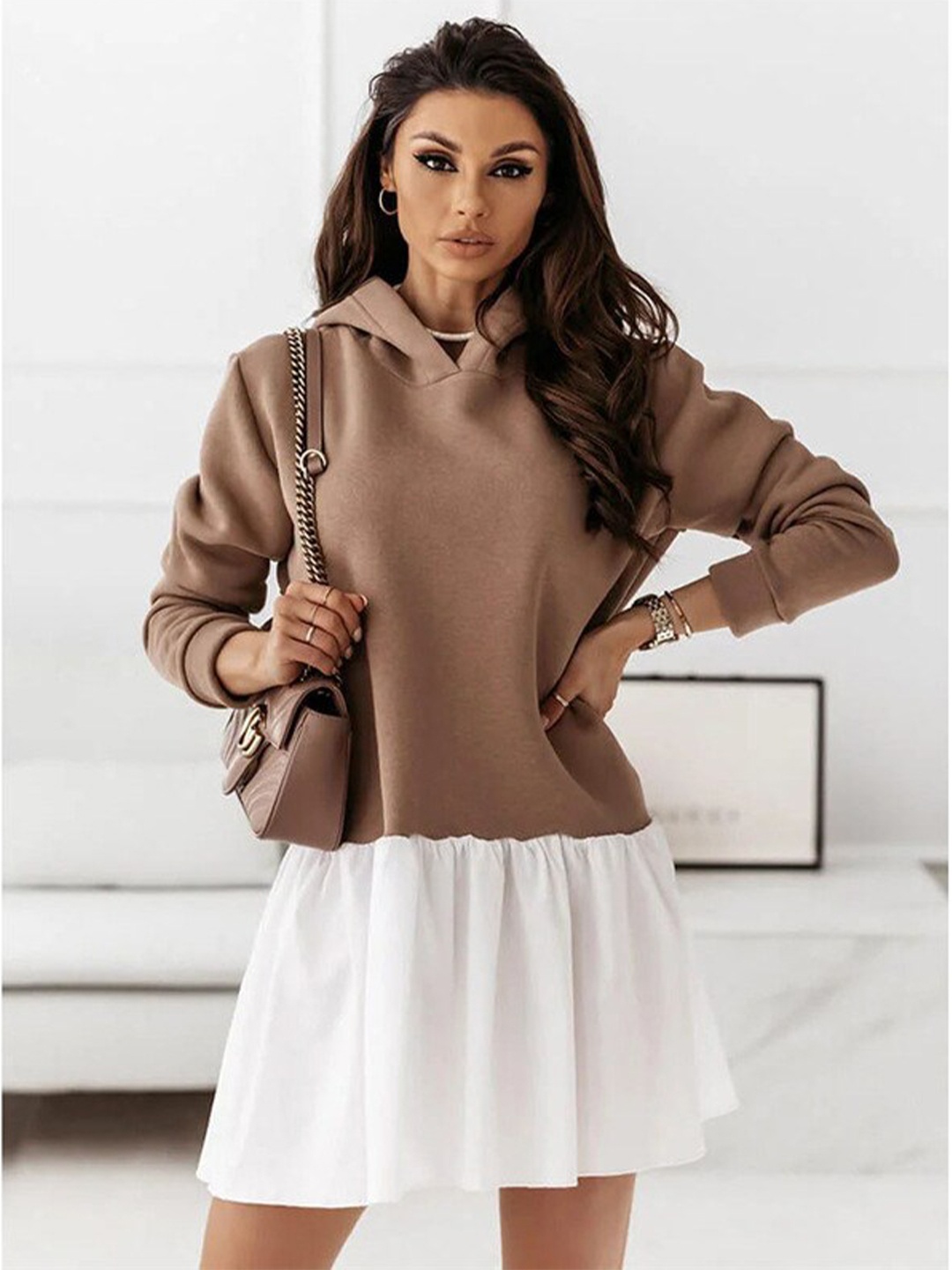 

BoStreet Women Brown Longline Pullover with Applique Detail