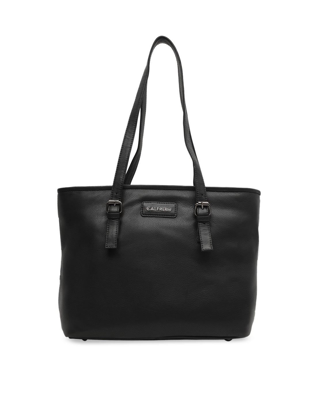 

CALFNERO Black Leather Structured Shoulder Bag