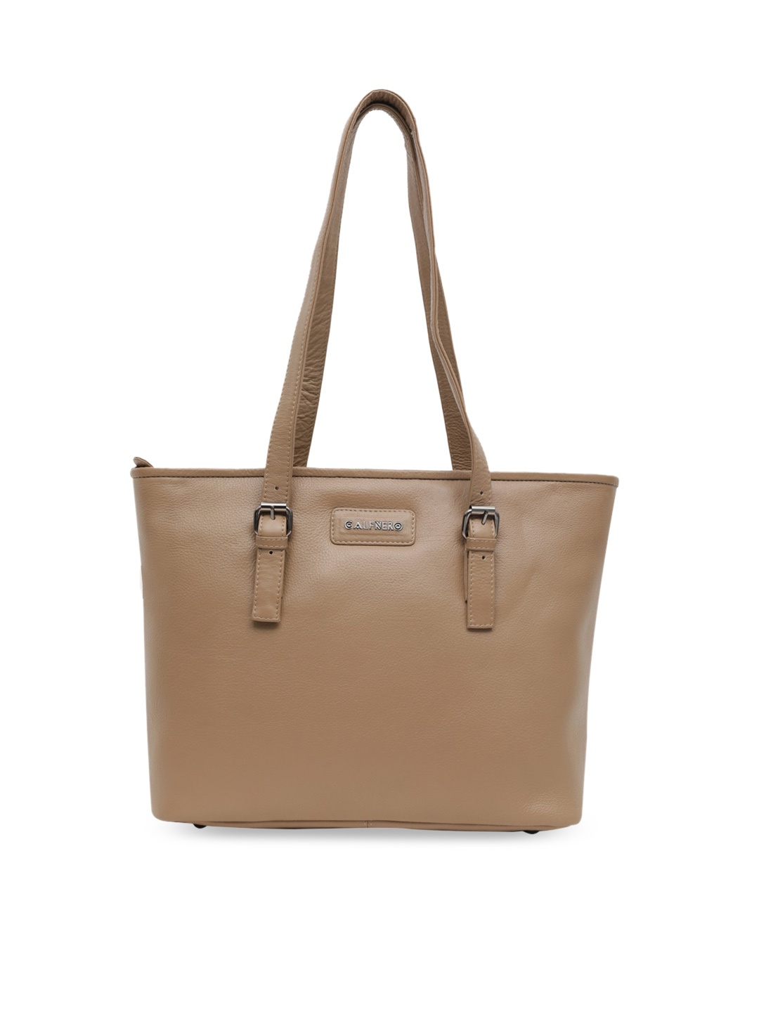 

CALFNERO Beige Leather Structured Shoulder Bag
