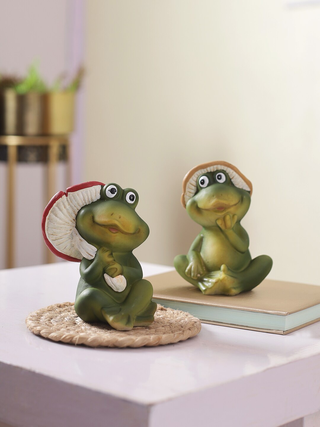 

TAYHAA Set Of 2 Green Frog Showpieces