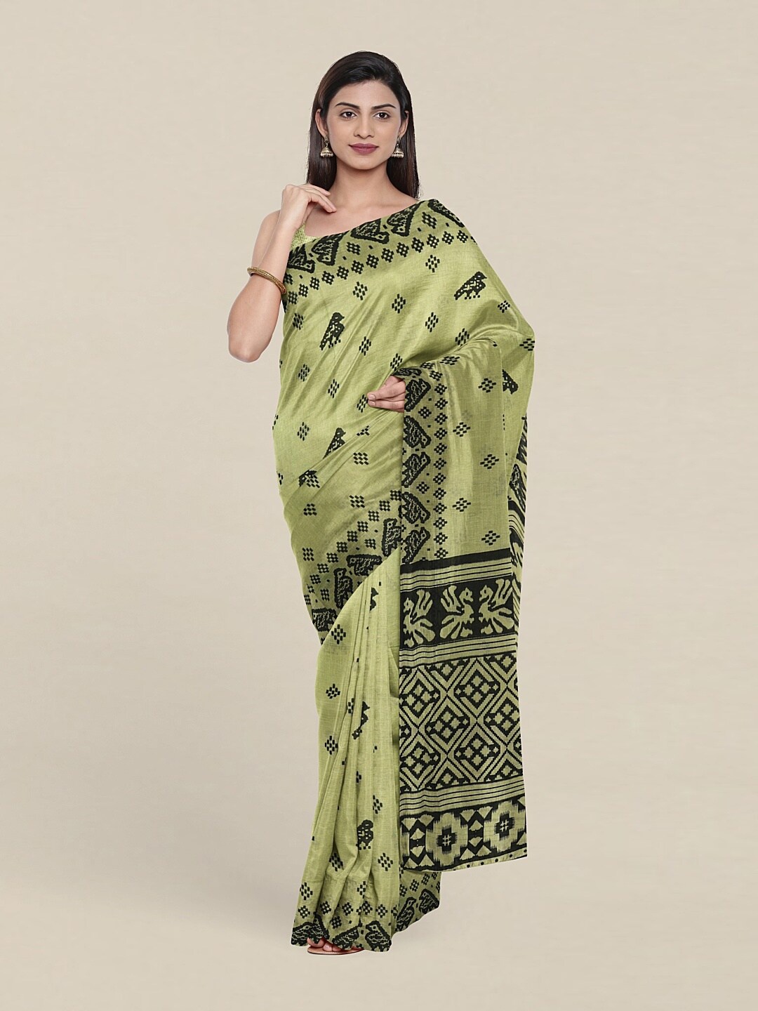 

Pothys Green & Black Printed Pure Cotton Saree