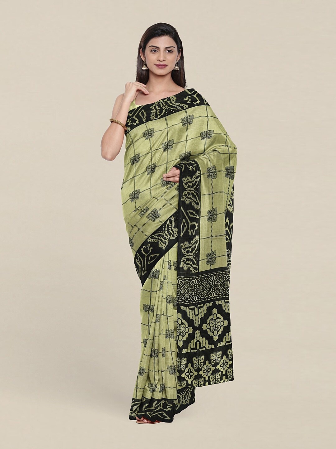 

Pothys Green & Black Ethnic Motifs Pure Cotton Saree