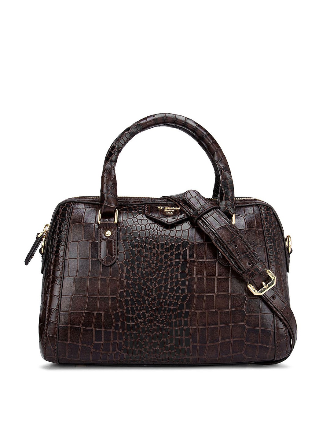 

Da Milano Women Brown Animal Textured Leather Structured Handheld Bag